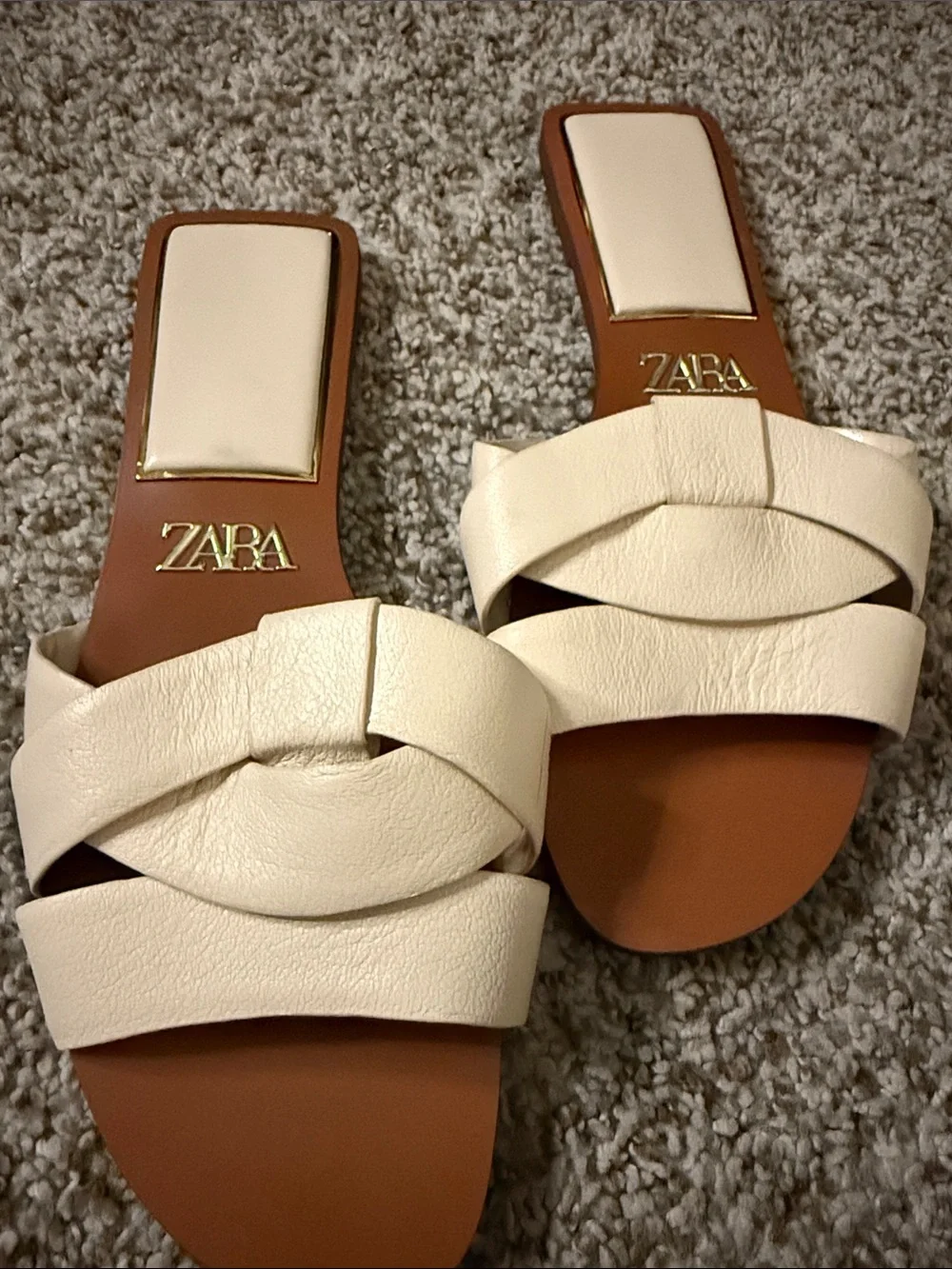 Zara Ivory Braided Square-Toe Slide Sandals - Picture 3 of 3